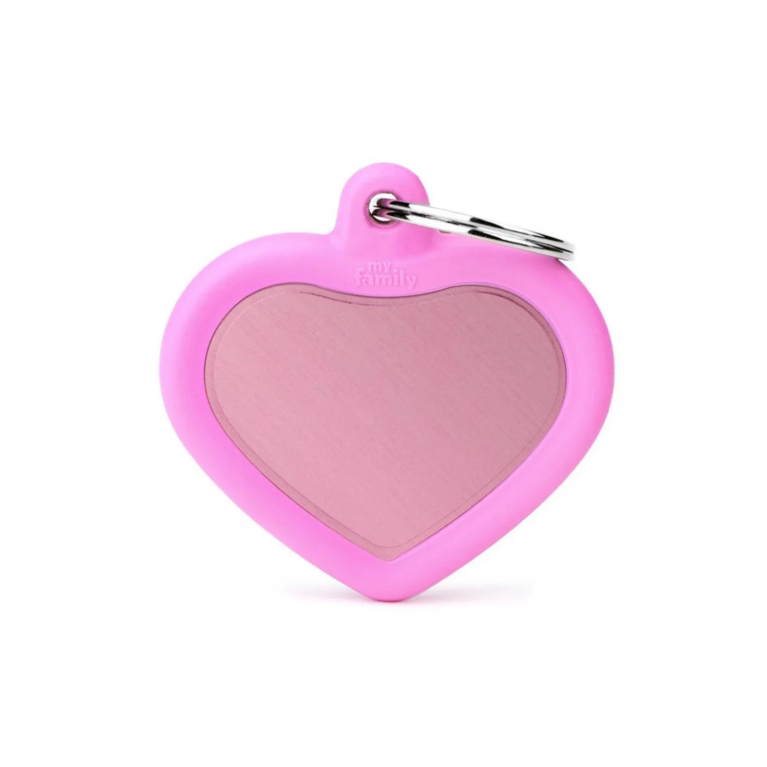 Placa Ident Corazon Aluminio Goma Rosa