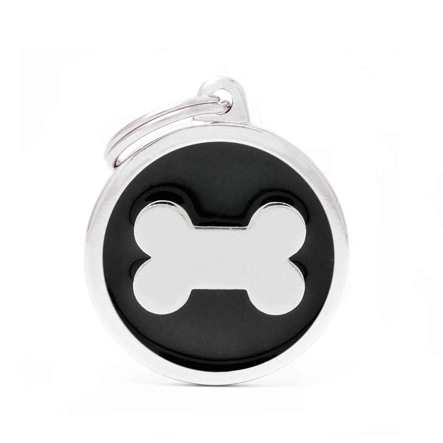 Placa Ident Circulo Grande Negro Hueso Classic