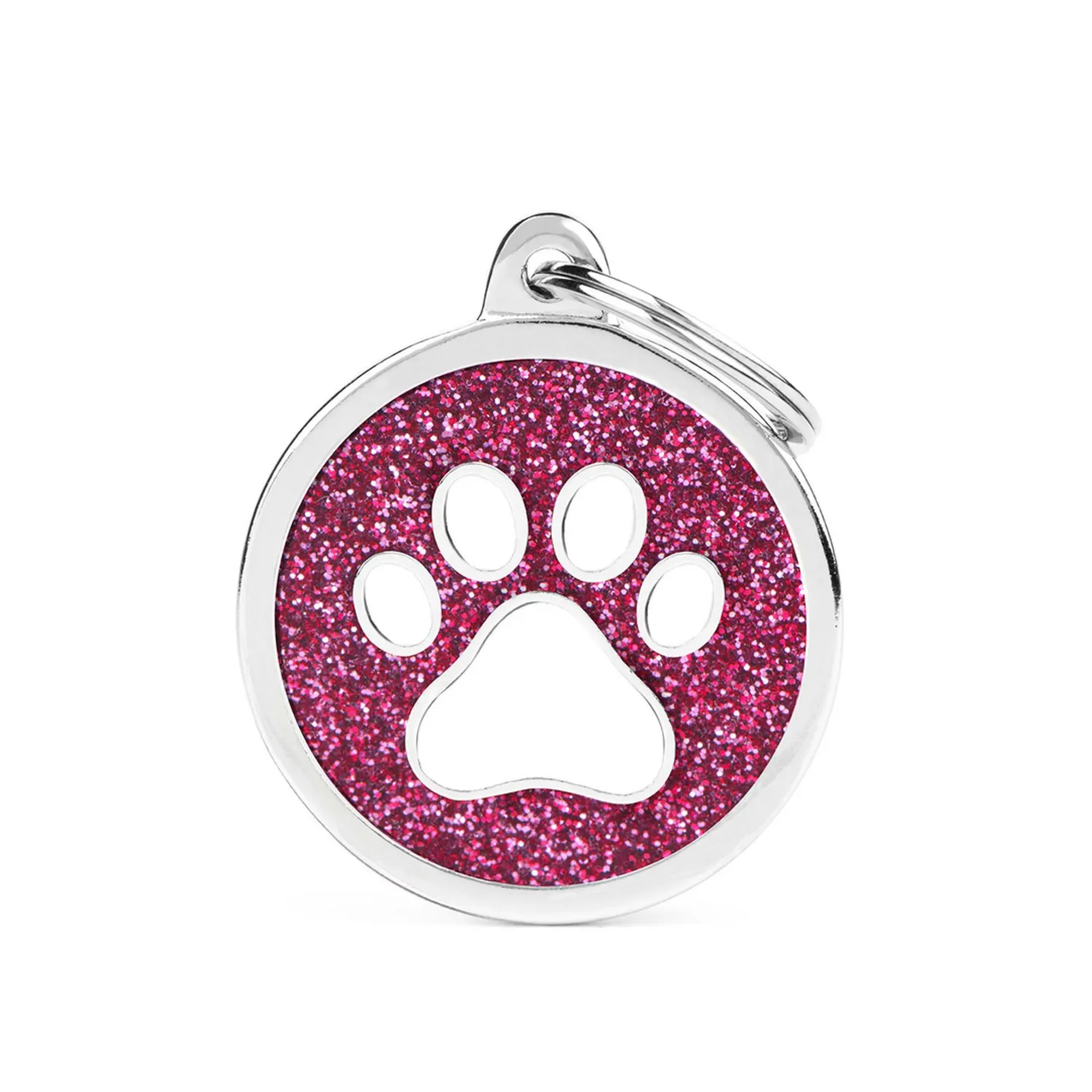 Placa Ident Circulo Grand Pata Glitter Rosa Shi