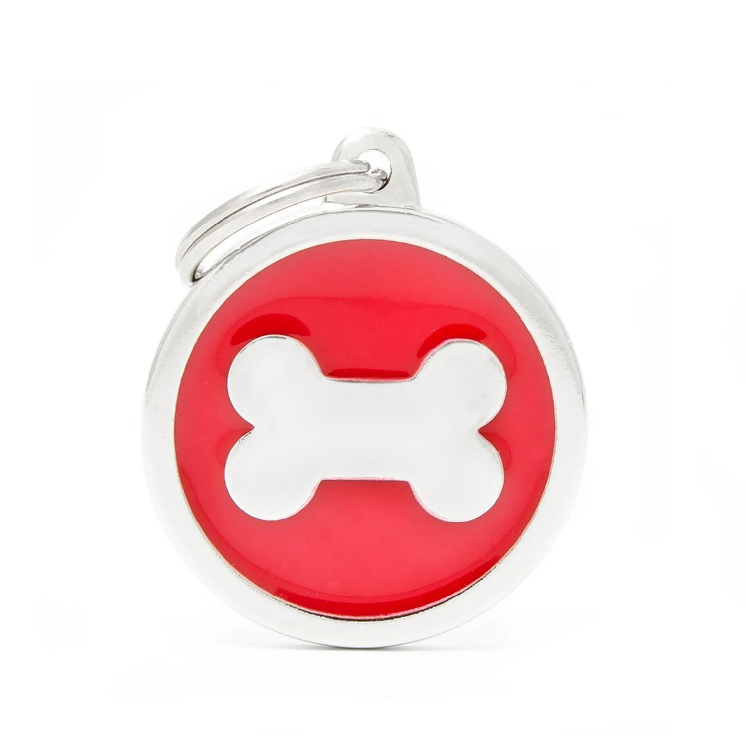 Placa Ident Circulo Grande Rojo Hueso Classic