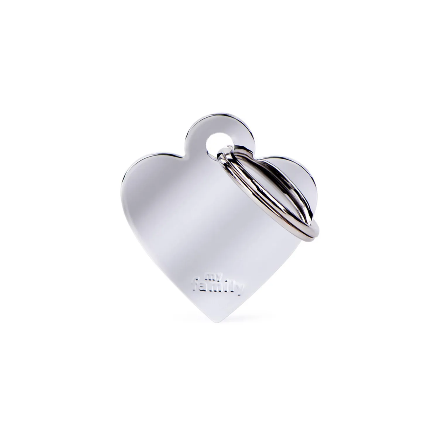 Placa Ident Corazon Pequeno Laton Cromado Basic