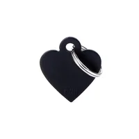 Placa Ident Corazon Pequeno Aluminio Negr Basic