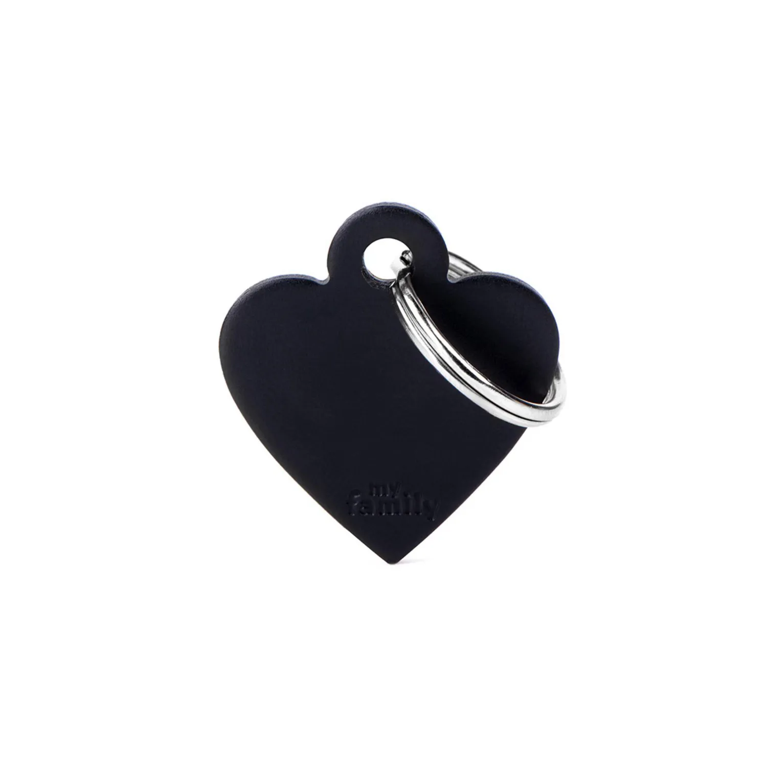 Placa Ident Corazon Pequeno Aluminio Negr Basic