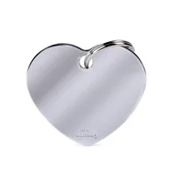 Placa Ident Corazon Grande Laton Cromado Basic