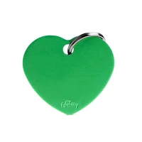Placa Ident Corazon Grande Aluminio Verde Basic