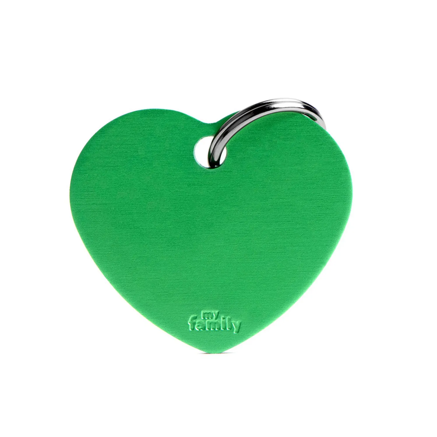 Placa Ident Corazon Grande Aluminio Verde Basic