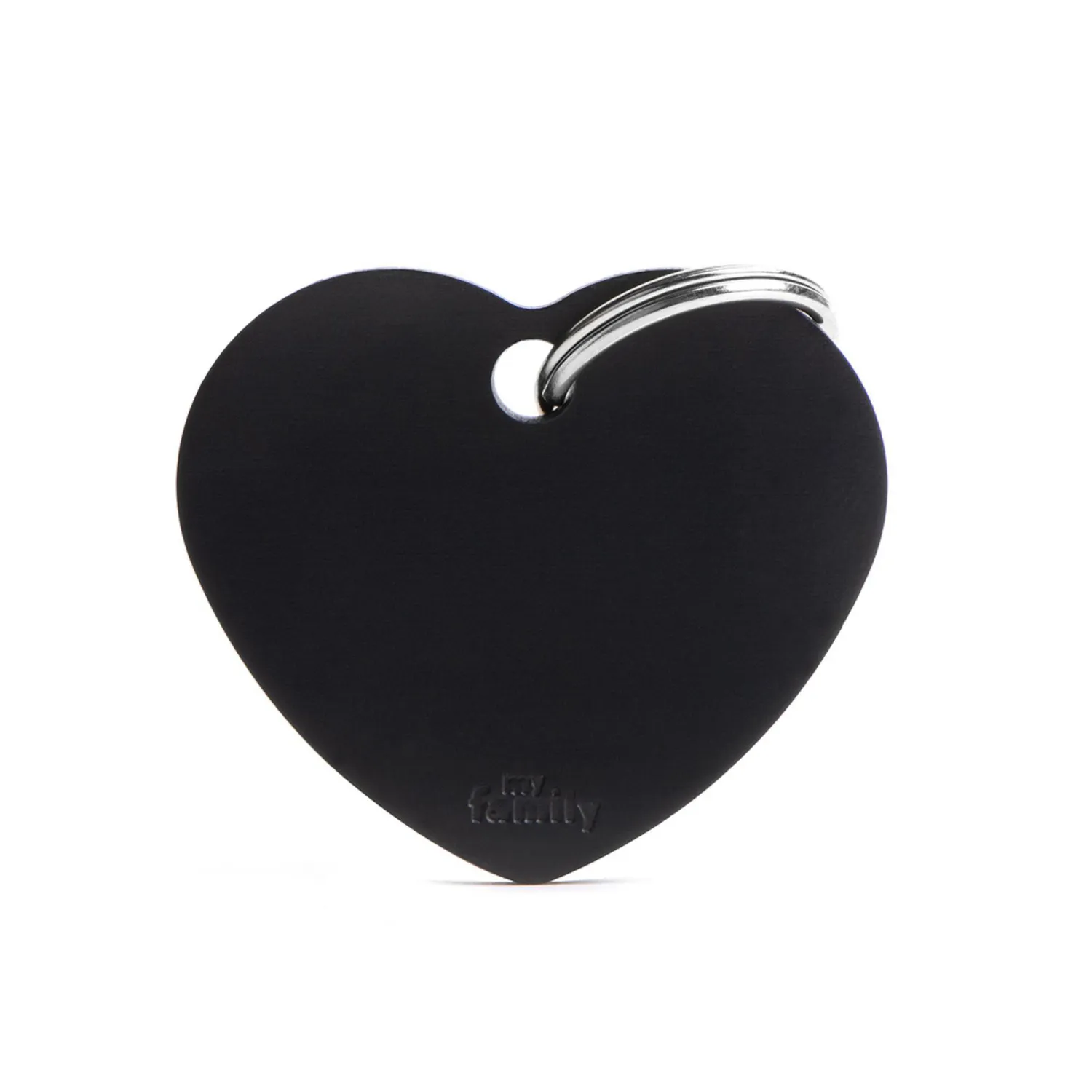 Placa Ident Corazon Grande Aluminio Negro Basic