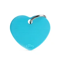 Placa Ident Corazon Grande Aluminio Celest Basi