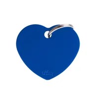 Placa Ident Corazon Grande Aluminio Azul Basic