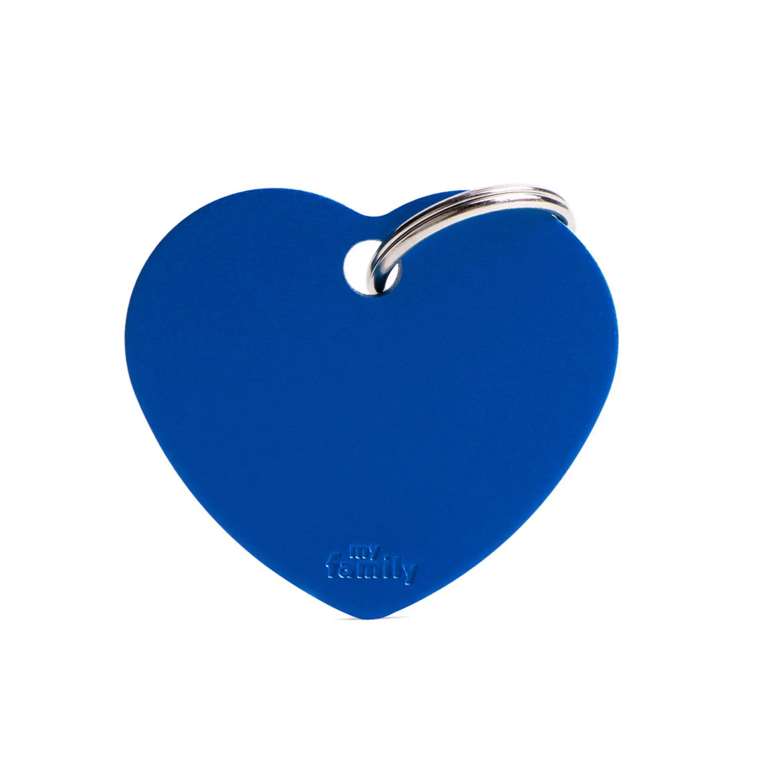 Placa Ident Corazon Grande Aluminio Azul Basic