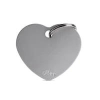 Placa Ident Corazon Grande Aluminio Gris Basic