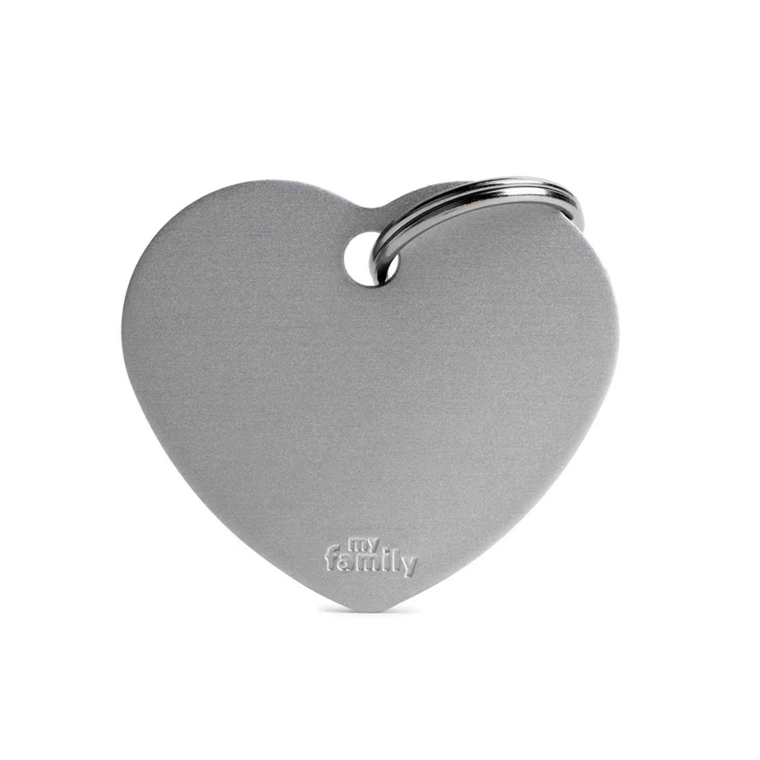 Placa Ident Corazon Grande Aluminio Gris Basic