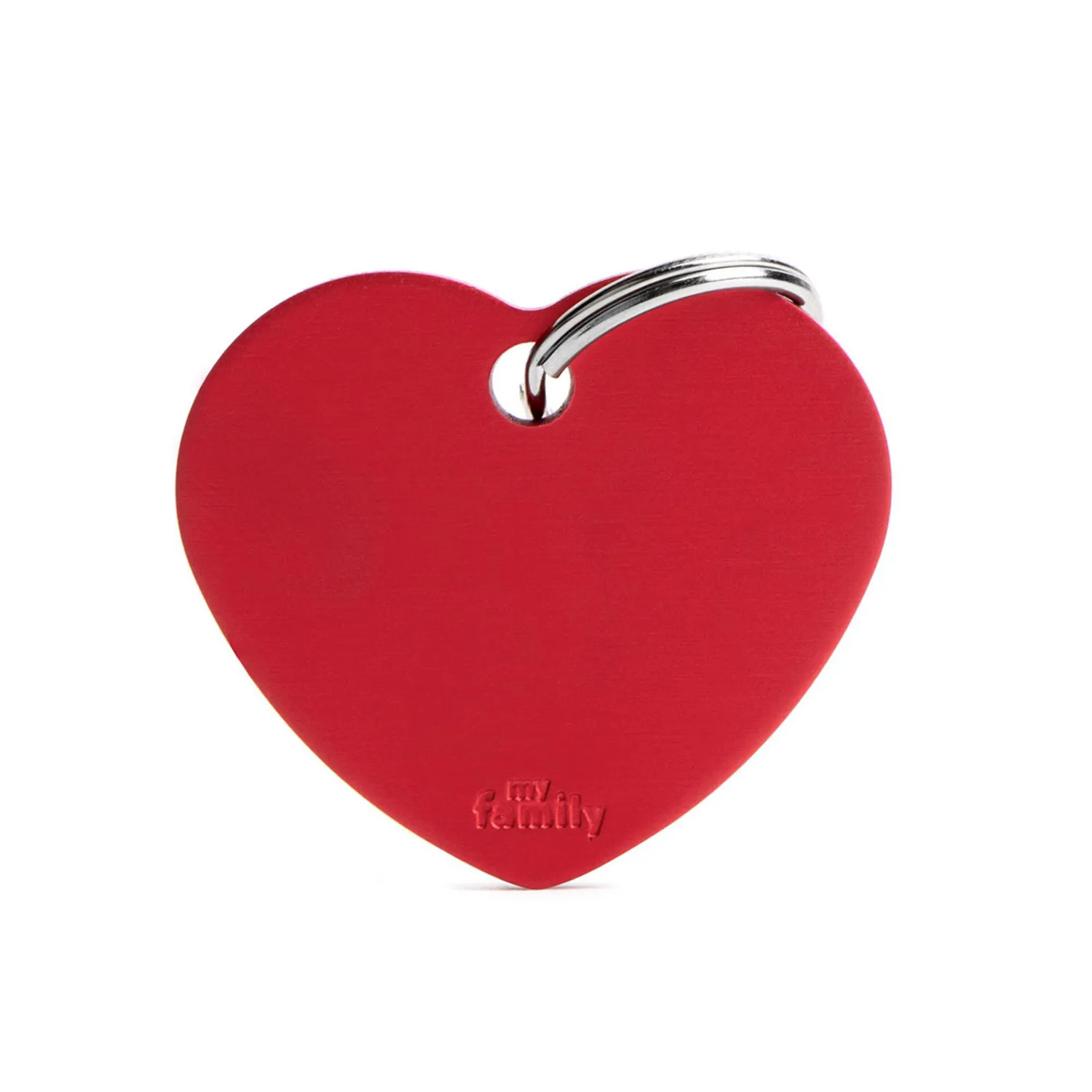Placa Ident Corazon Grande Aluminio Rojo Basic