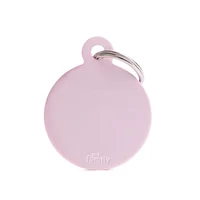 Placa Ident Circulo Grande Aluminio Rosa Basic