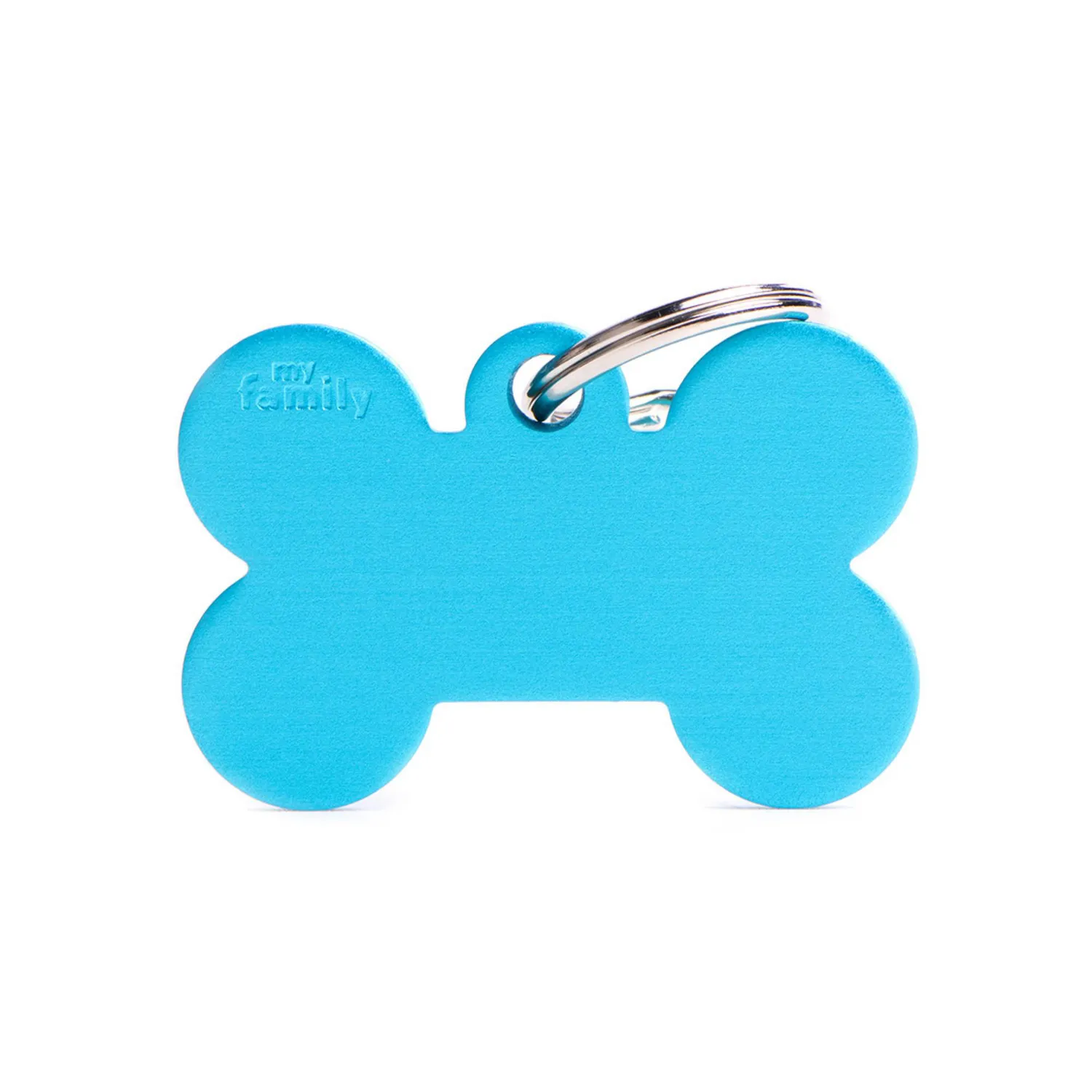 Placa Ident Hueso Grande Aluminio Celeste Basic