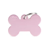 Placa Ident Hueso Grande Aluminio Rosa Basic