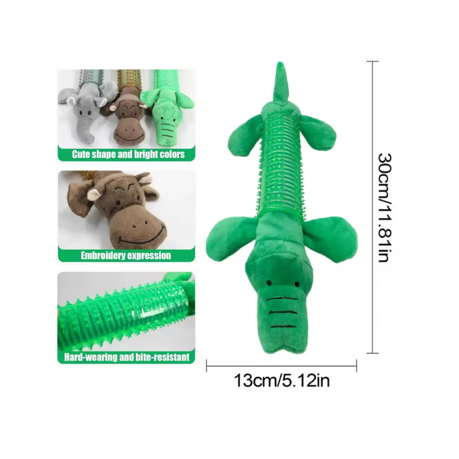 Juguete peluche limpia dientes para perro pets & toys cocodrillo 4