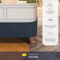 Combo Colchón Semifirme Semidoble Comodisimos Atlantico Pillow 120x190 + Base Cama Essential Gris 120x190 + 1 Almohada