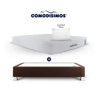 Combo Colchón Sencillo Comodisimos Doble Sensación de Firmeza Access Solution 100x190 + Base Cama Essential cafe 100x190 + 1 Almohada