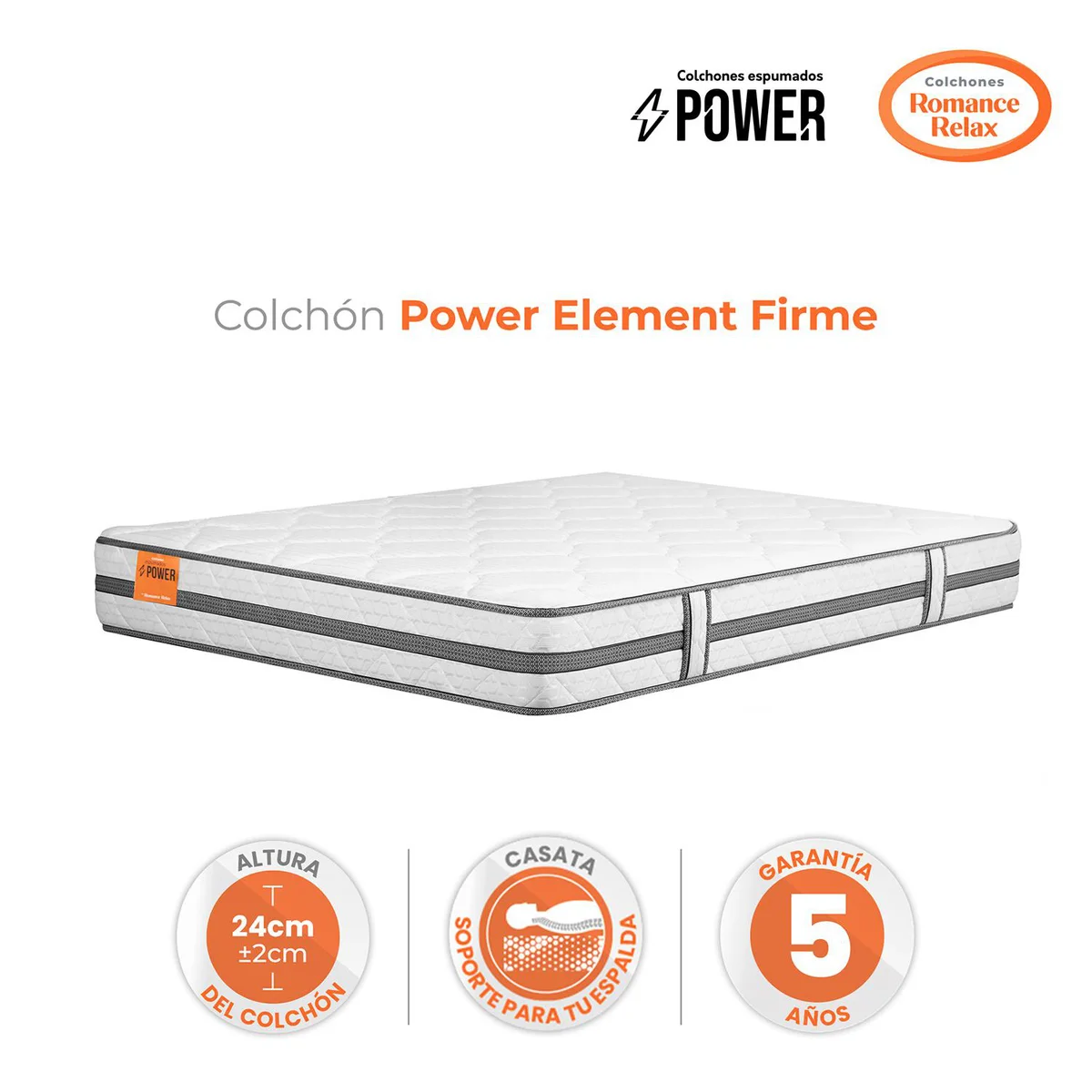 Romance Relax Power Element Firme Doble · 140 × 190 cm