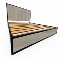 Cama Sencilla Metal Madera Agata Gris Oscuro 100x190x24