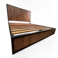 Cama King Metal Madera Agata Cafe Oscuro 200x190x24