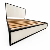 Cama Queen Metal Madera Agata Gris 160x190x24