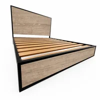 Cama Queen Metal Madera Agata Cafe 160x190x24