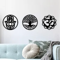 Set De 3 Diseños Om Mano Hamsa Y Árbol Negro