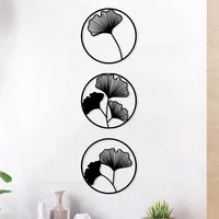 Set De 3 Hojas De Ginkgo Negro