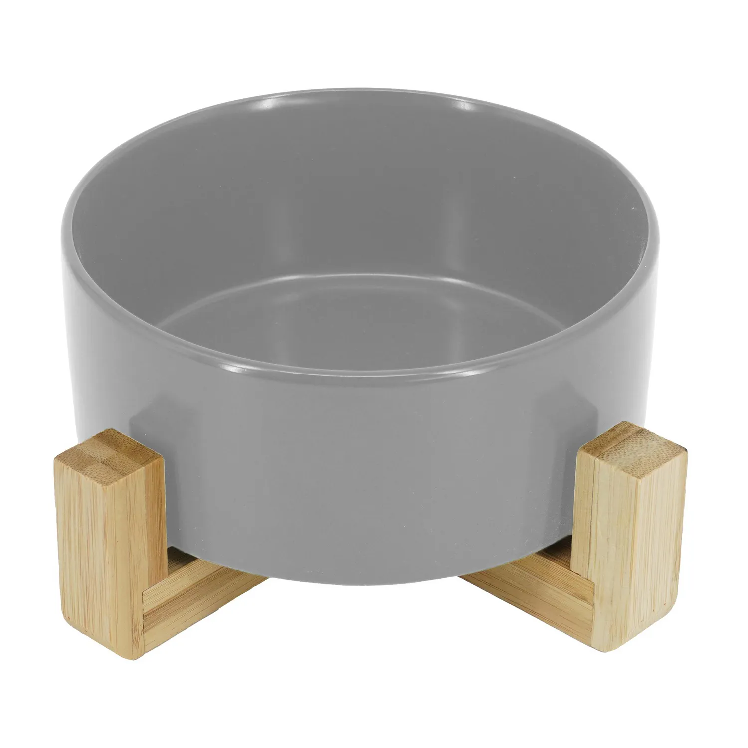 Comedero Para Mascota En Cerámica Con Base De Madera 15.5 X 9 X 7cm 4