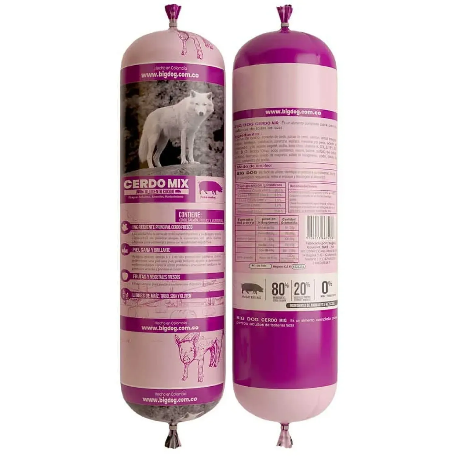 Comida Congelado Para Perro Big Dog Pet Dieta Cocida Sabor A Cerdo 500g