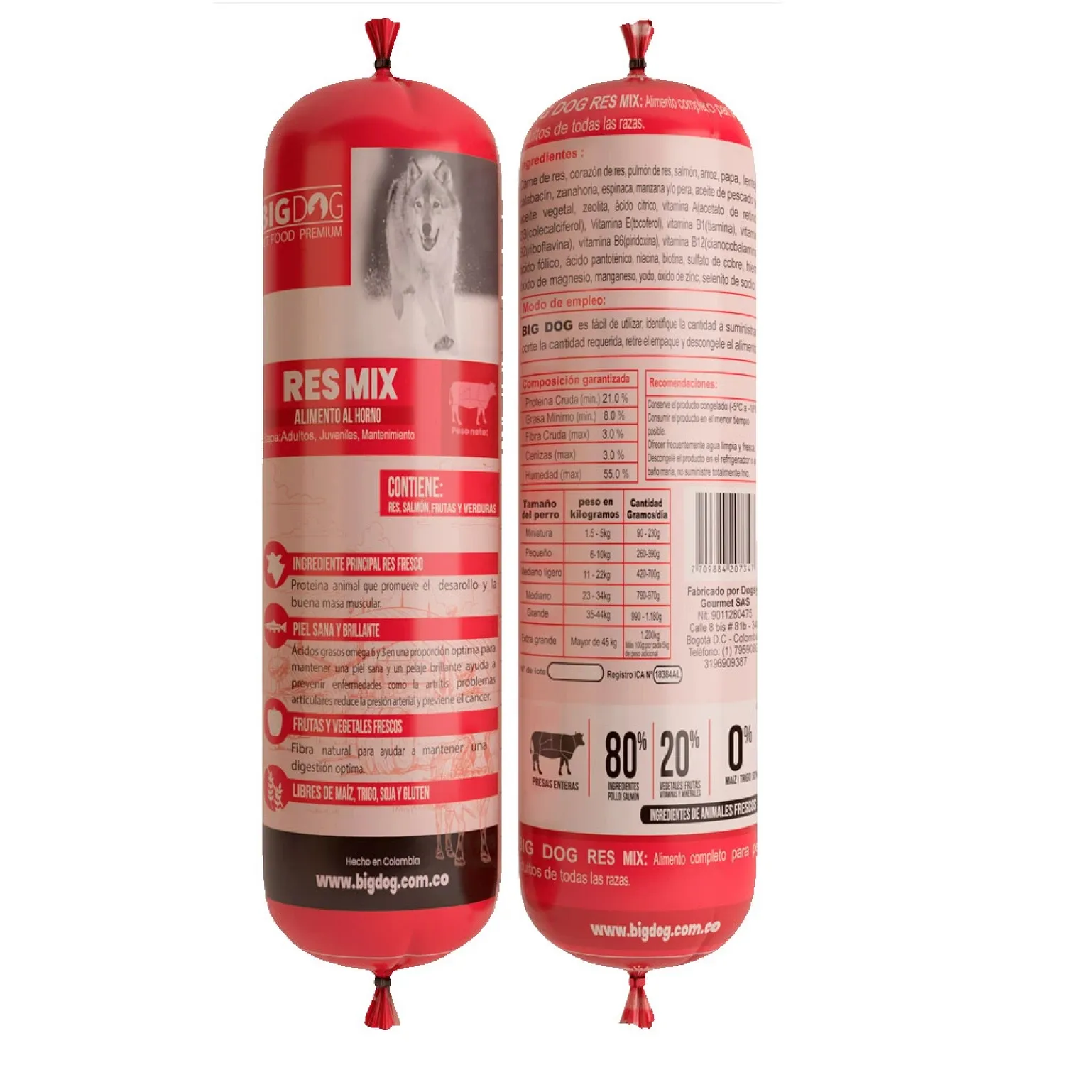 Comida Congelado Para Perro Big Dog Pet Dieta Cocida Sabor A Res 500g