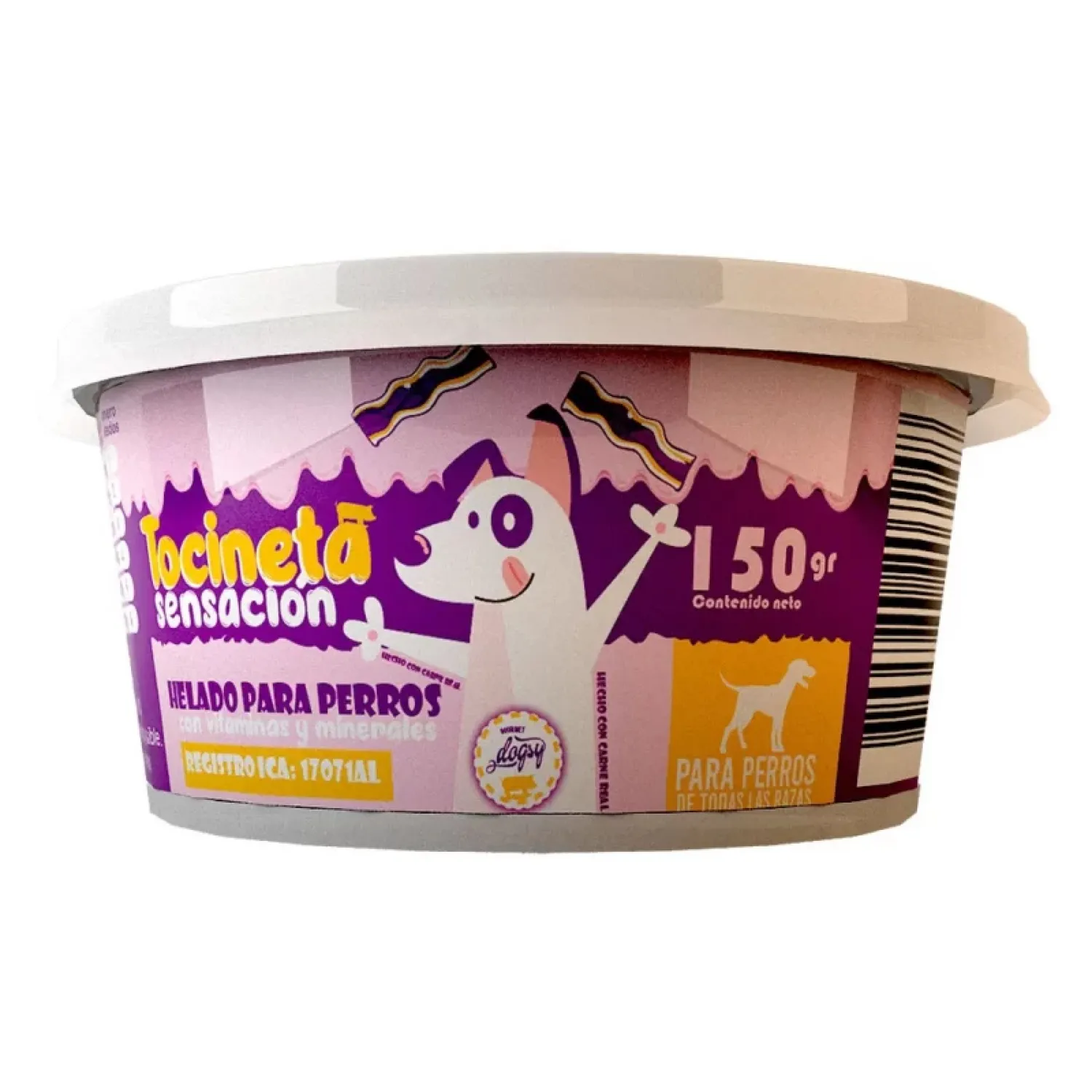 Comida Congelado Para Perro Dogsy Vaso De Helado Sabror A Tocineta 150gr