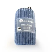Cobija Flannel Ribbed 220x220 cm 250g Blue Distrihogar