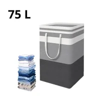 Cesto Grande Para Ropa Sucia Y Lavanderia Plegable 75 Litros Gris