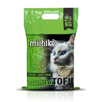 Arena sanitaria para gato aglomerante ecólogica tofu michiko manzana 2.5kg