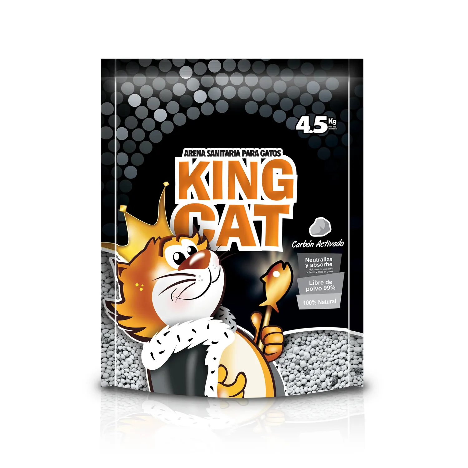 Arena sanitaria para gato aglomerante bentonita king cat carbon activado 4.5kg