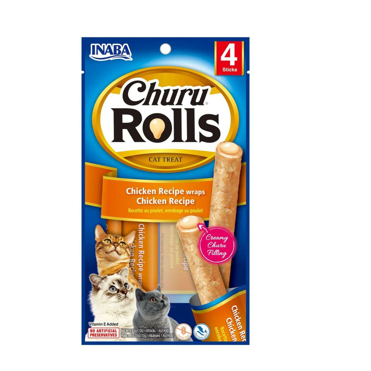 Inaba Cat Snack Churu Rolls 4p Chicken Recipe W