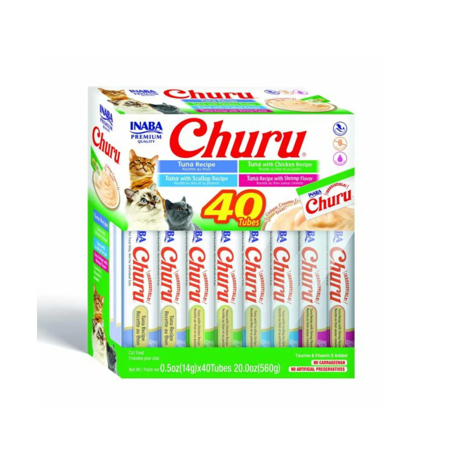 Inaba Cat Snack Churu 40 Piezas Box Seafood Var
