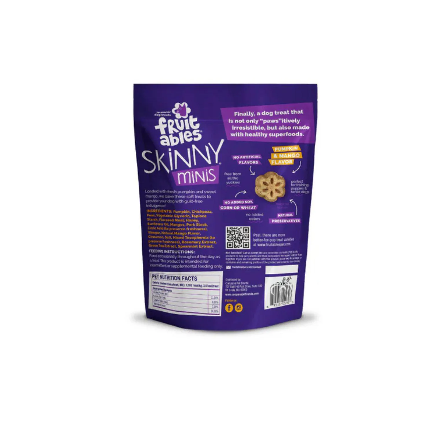 Fruitables Dog Snack Skinni Minis Calabazaymang