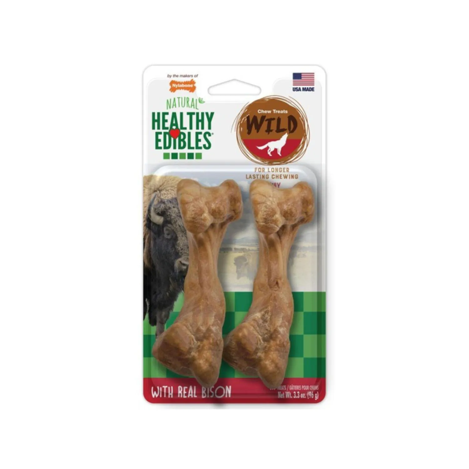 Nylabone He Dog Snack Wild Hueso Bisonte 2 Unds