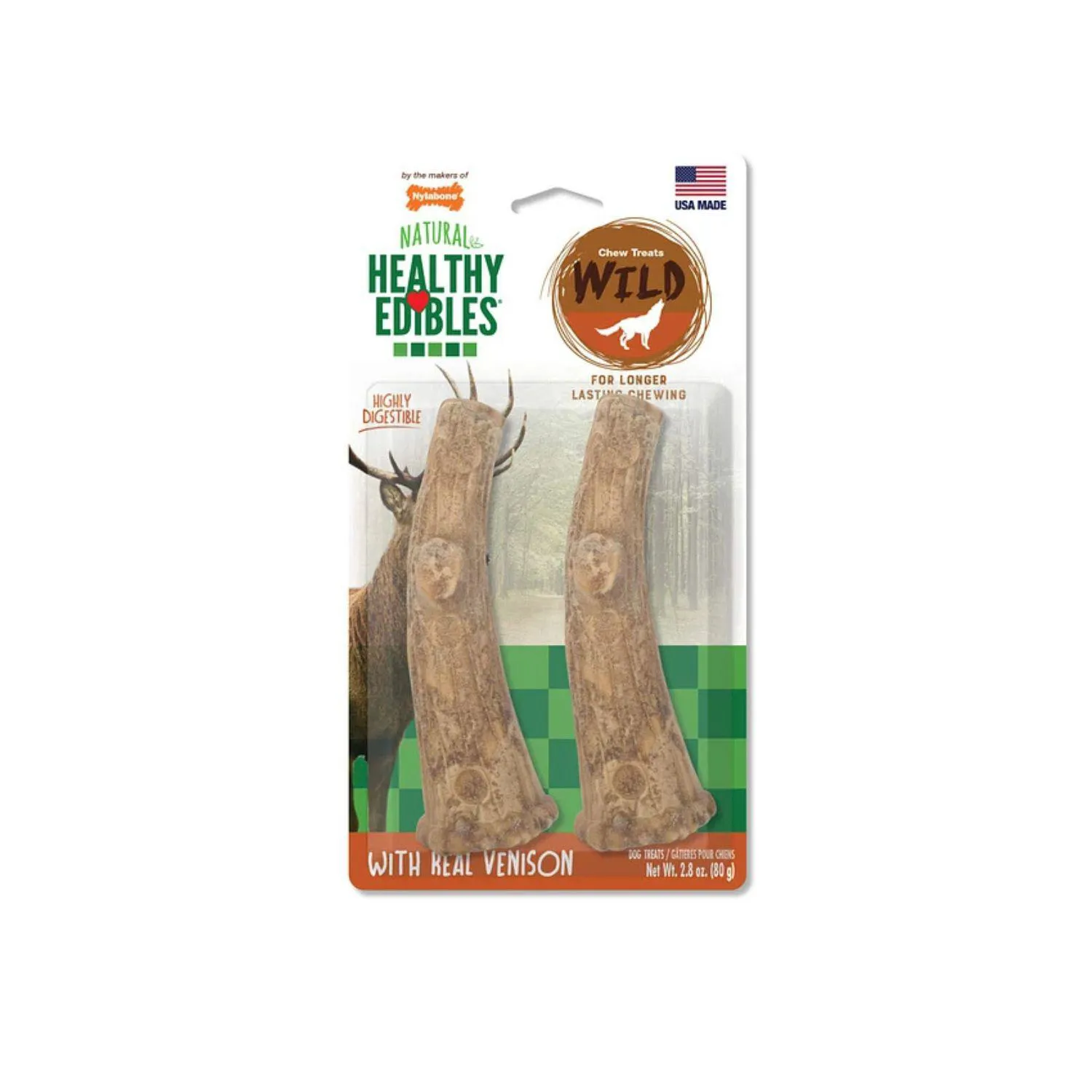 Nylabone He Dog Snack Wild Cacho Venado 2 Unds