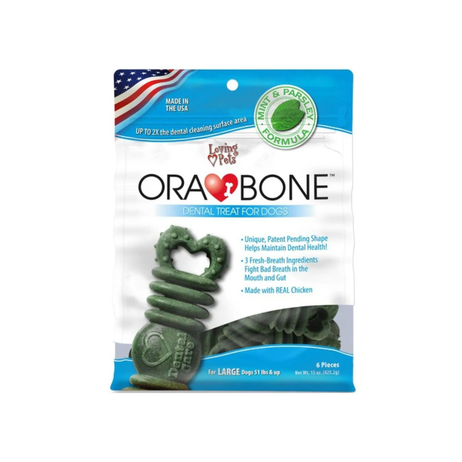 Orabone Dog Dental Treat 15 Oz Bolsa Large X 6