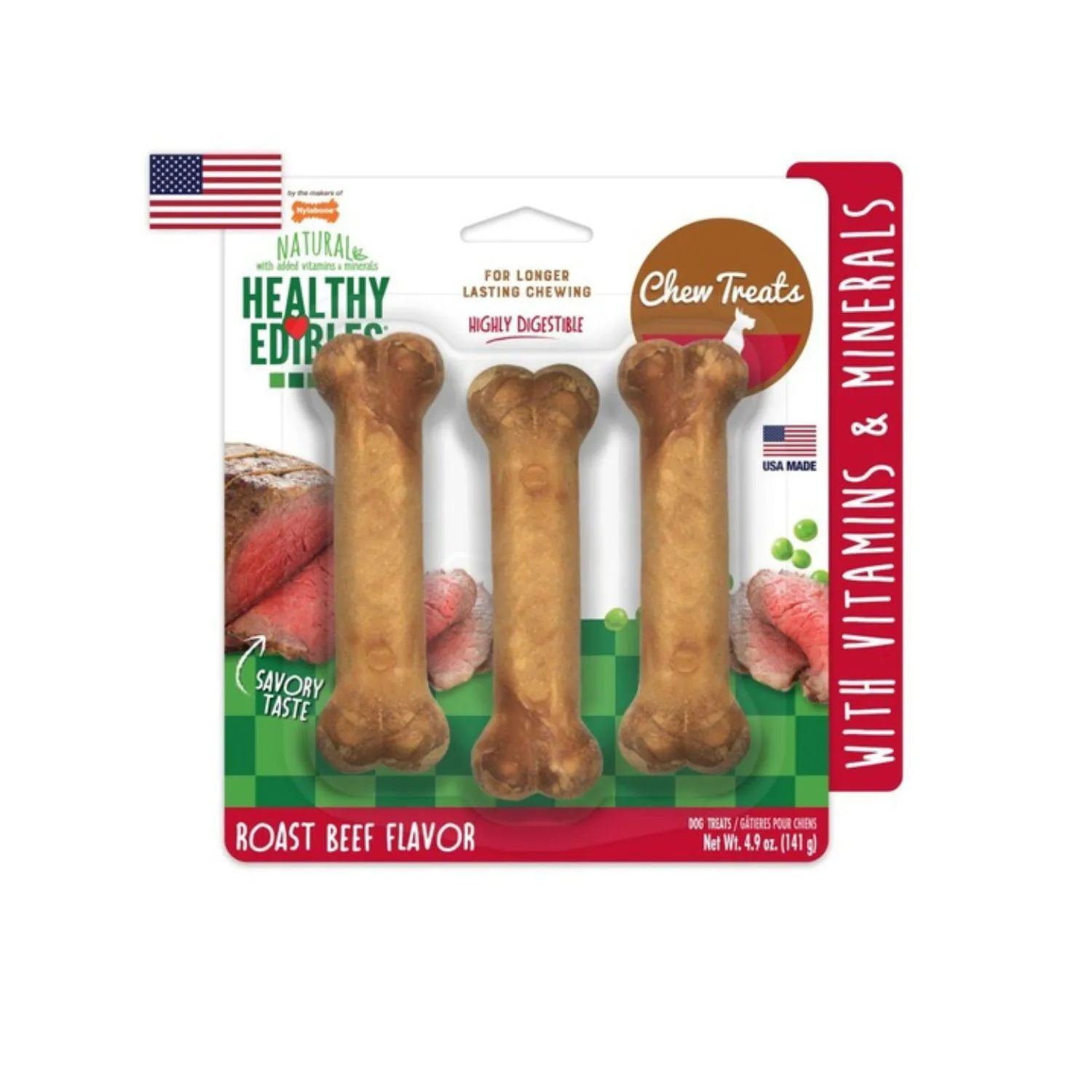 Nylabone He Dog Snack Longer Lastingroast Beef3