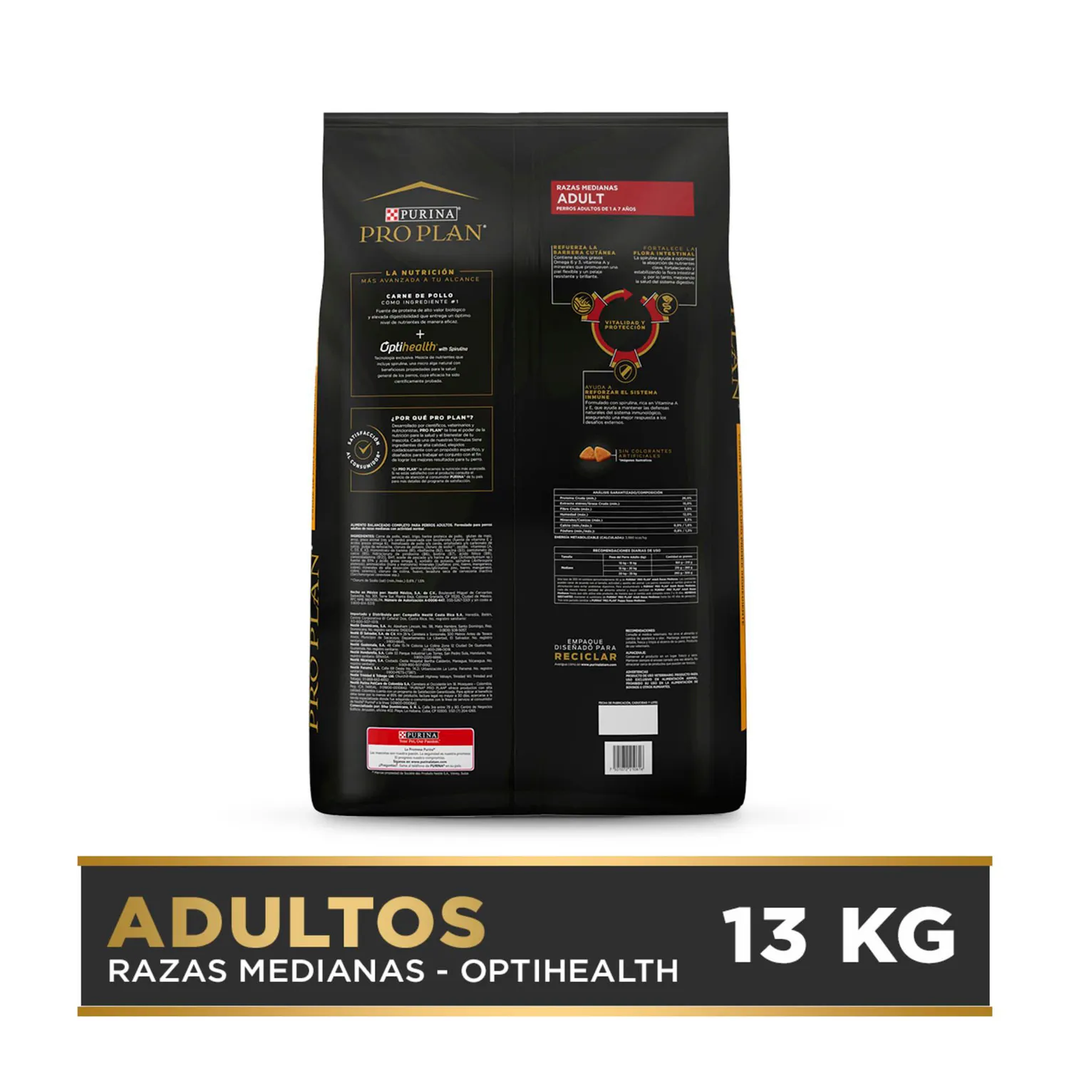 Comida Seca Para Perro Adulto Pro Plan Raza Mediana Sabor A Pollo 13kg
