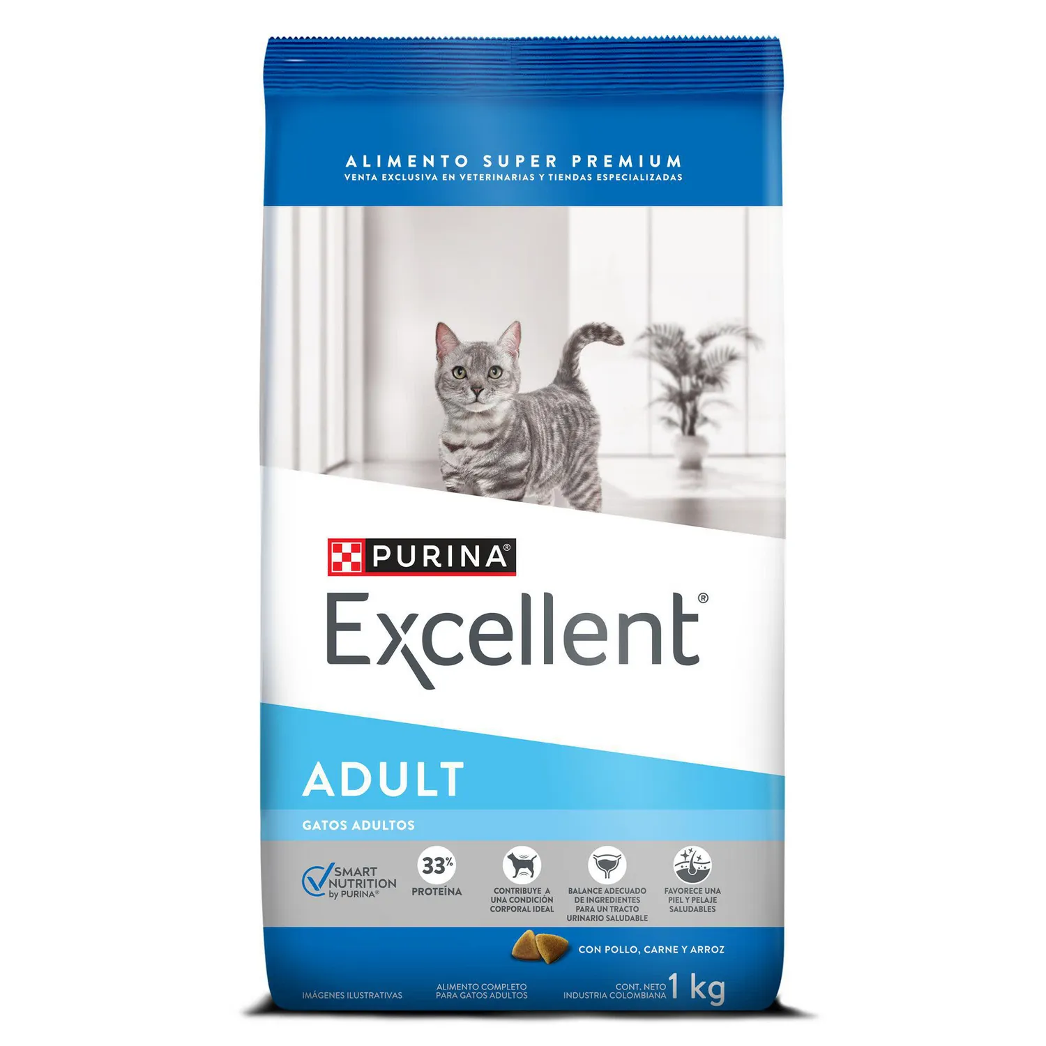 Comida Seca Para Gato Adulto Excellent Sabor A Pollo 1kg