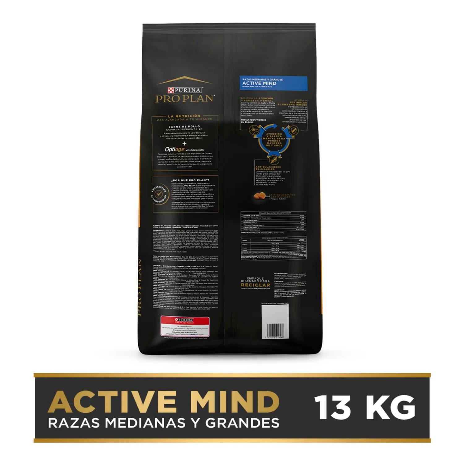 Comida Seca Para Perro Adulto +7 Pro Plan Raza Mediana Sabor A Pollo 13kg
