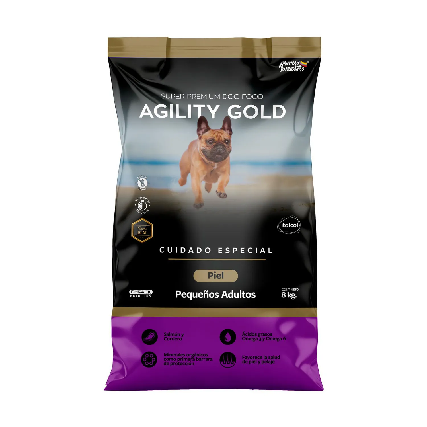 Comida Seca Para Perro Agility Gold Pequeños Adultos Especial Para Piel 8kg