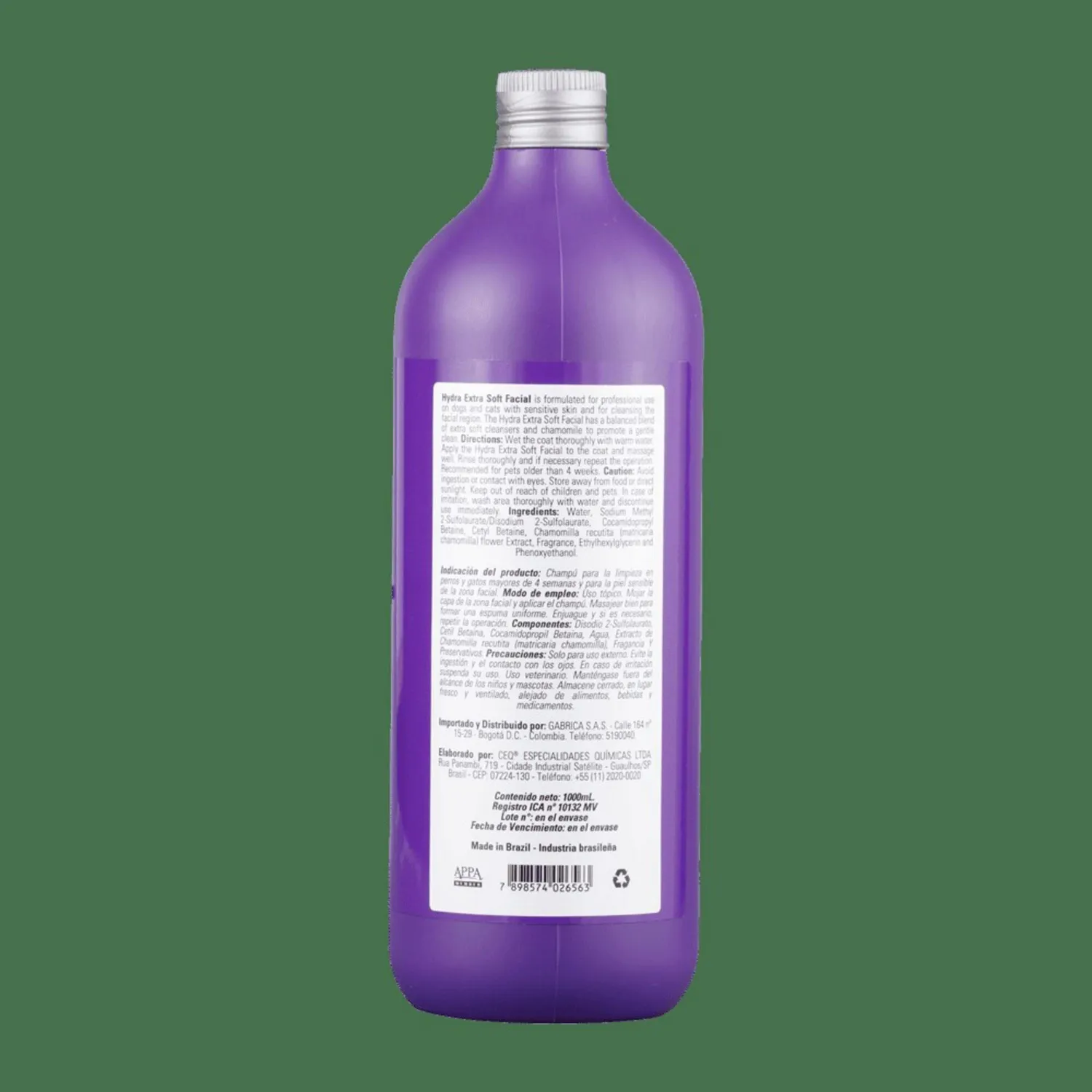 Shampoo para Mascotas Hydra Extra Soft Facial 1000ml